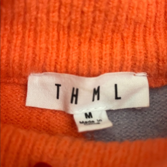 THML Vibrant Orange and Soft Gray Sweater - Picture 2 of 2